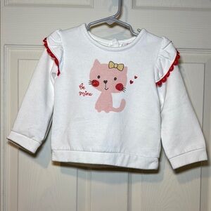 Toddler Girl’s Matching Set with Cat Sweater and Matching Heart Tutu Skirt 2T
